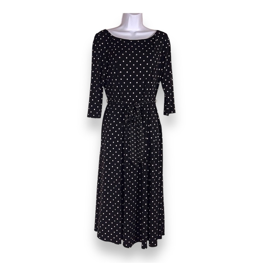 VINTAGE SIZE 6 JESSICAN HOWARD BLACK WHITE POLKA DOT DRESS RETRO PINUP EVENT